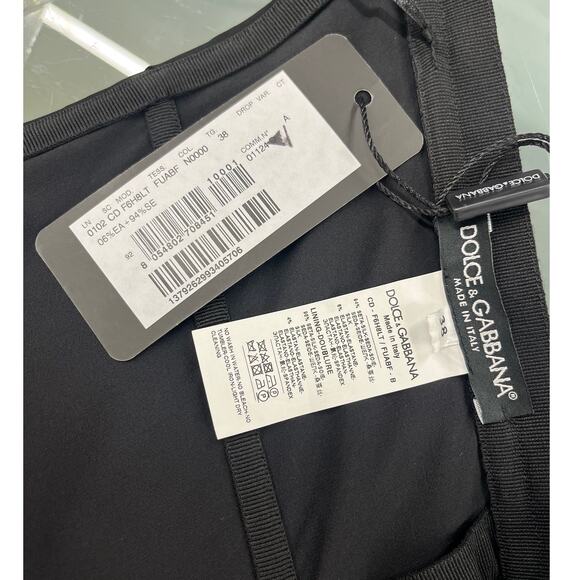 NWT Dolce & Gabbana Strapless Ruched Midi Dress Black 38 XS - Picture 11 of 11